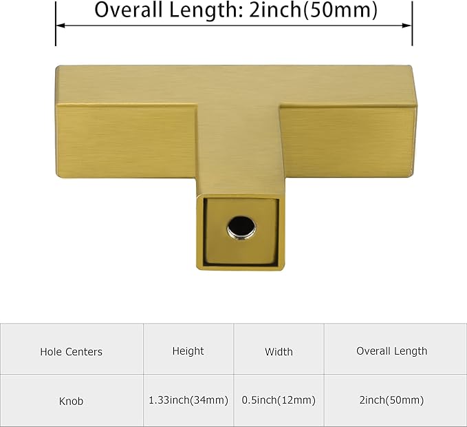 LONTAN 6 Pack Dresser Knobs Brushed Brass Kitchen Cabinet knobs Square Gold Cabinet Door Hardware for Bathroom Closet Cupboard