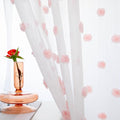 MYSKY HOME 72 Inch Long Pink Pom Pom White Sheer Curtains for Bedroom Curtains for Baby Nursery Door Curtains for Doorway 2 Panels Light Filtering Rod Pocket Semi Window Drapes 52 x 72 inch
