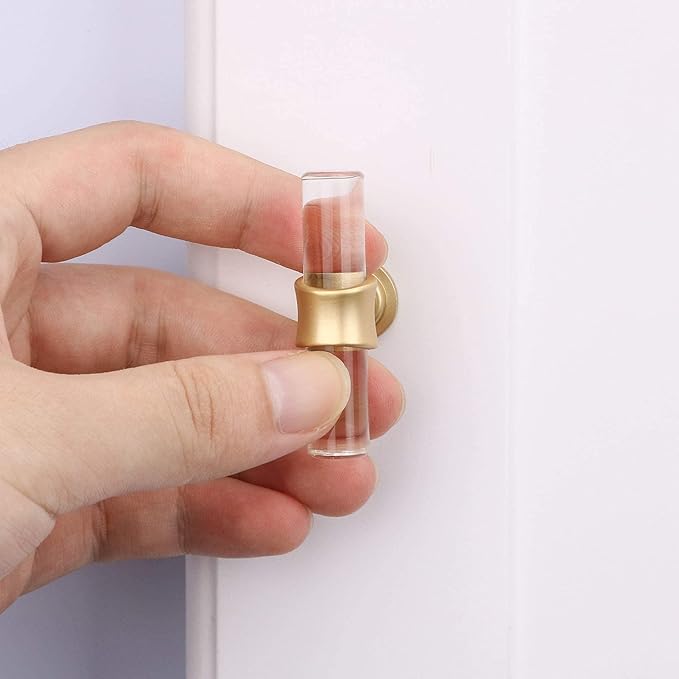 LONTAN 50 Pack Acrylic Kitchen Cabinet Knobs Gold Drawer Knobs Modern T Bar Clear Cabinet Door Handles White Kitchen Hardware for Dresser Bathroom,Zinc Alloy Base