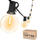 Svater Outdoor String Lights 150 FT, Patio Light with 78 Shatterproof LED Bulbs, Outside Plastic Hanging G40 Globe Lights for Cafe Market Bistro Backyard, Dimmable Warm White 2700K