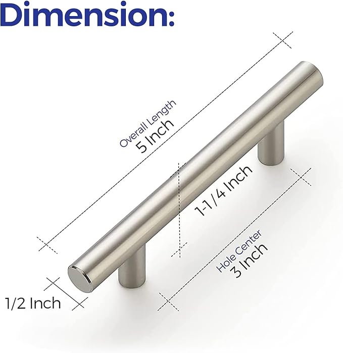Ravinte 12 Pack 5 inch Kitchen Cabinet Handles Cabinet Pulls Brushed Nickel Stainless Steel Kitchen Drawer Pulls Cupboard Handles 3" Hole Center