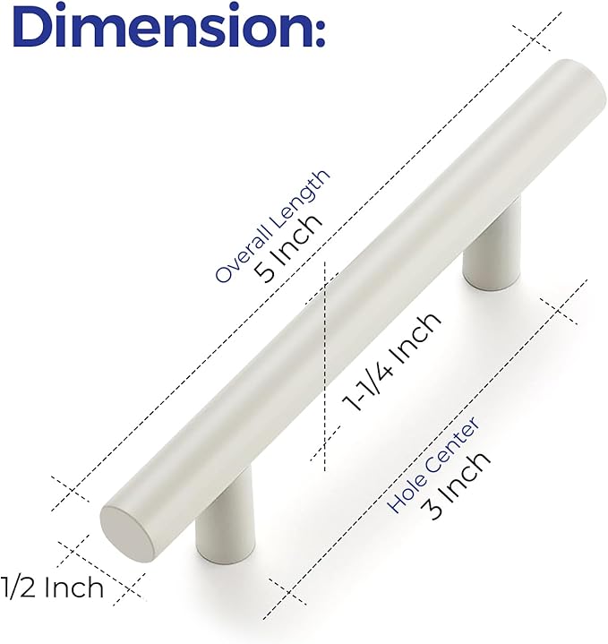 Ravinte 55 Pack | 5 Inch Cabinet Pulls White Stainless Steel Kitchen Drawer Pulls Cabinet Handles 5 InchLength, 3 Inch Hole Center