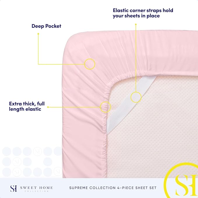 Twin Sheets - Breathable Luxury Sheets with Full Elastic & Secure Corner Straps Built In - 1800 Supreme Collection Extra Soft Deep Pocket Bedding Set, Sheet Set, Twin, Pale Pink