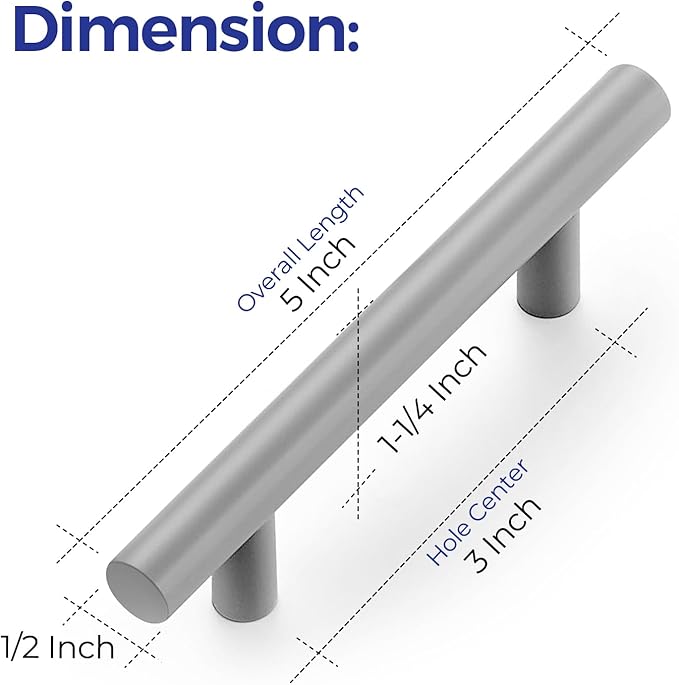 Ravinte 45 Pack | 5 Inch Cabinet Pulls Grey Stainless Steel Kitchen Drawer Pulls Cabinet Handles 5 InchLength, 3 Inch Hole Center