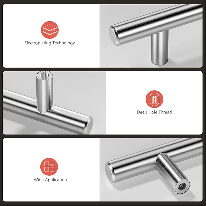 homdiy 96mm Cabinet Handles Drawer Pulls - HD201SN Cabinet Hardware Brushed Nickel Cabinet Pulls 20 Pack Modern Cupboard Handles for Kitchen Cabinets