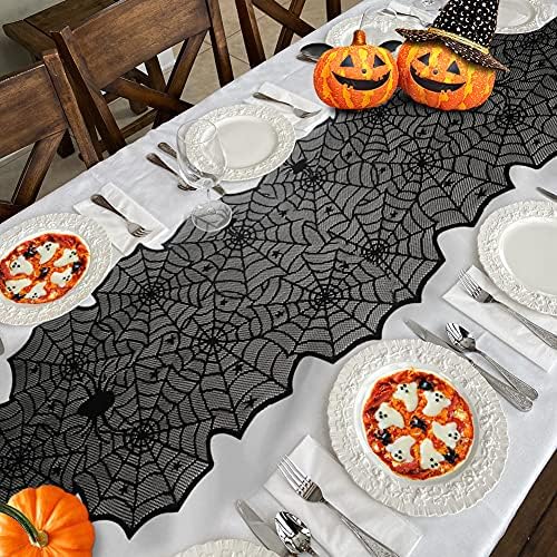 Halloween Table Runner, Black Lace Spider Web Table Runners, 18 x 72Inch - Image 6