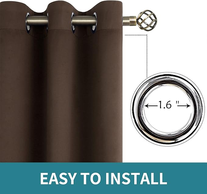 BGment Brown Blackout Curtains 84 Inch Length 2 Panels Set, Grommet Thermal Insulated Room Darkening Curtains for Bedroom, Each 46 x 84 Inch