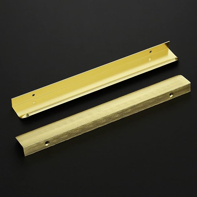 Ravinte Hardware 6 Pack Gold Cabinet Handles, 11.8 Inch (300mm) Finger Edge Pulls, 8.8 Inch Hole Center, Finger Pulls for Cabinets