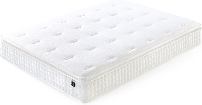 ZINUS 12 Inch Euro Top Pocket Spring Hybrid Mattress, King, Pressure Relief, Pocket Innersprings for Motion Isolation, Mattress in A Box
