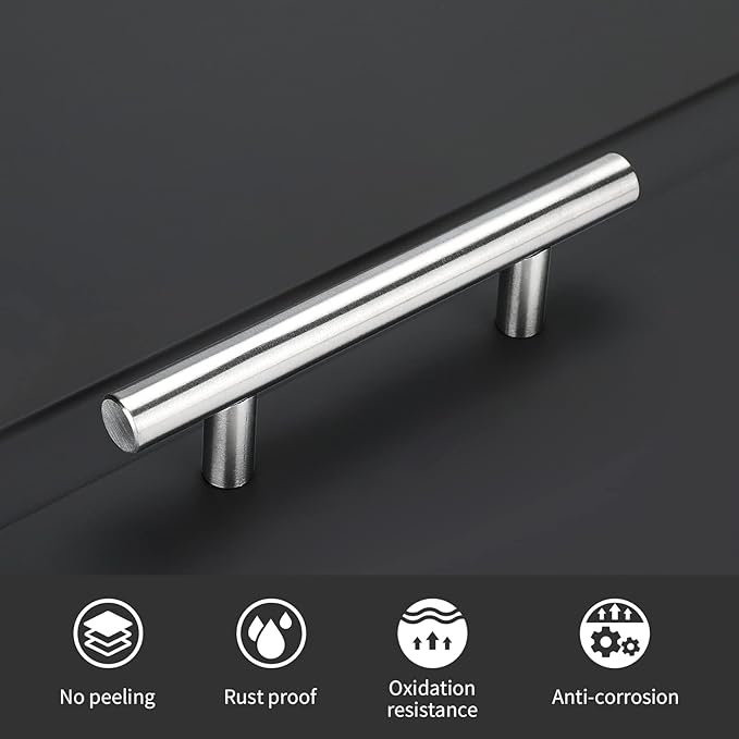 homdiy 500 Pack Drawer Handle Brushed Nickel Kitchen Hardware - HD201SN Cabinet Handles for Kitchen Furniture Hardware Derocative Straight Handle Pull, 8-4/5in Hole Centers