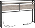 HOOBRO Queen Size Headboard, Headboard with 2 Outlets and 4 USB Ports, Adjustable Height, Storage Rack, Sturdy and Stable, Easy Assembly, Greige and Black