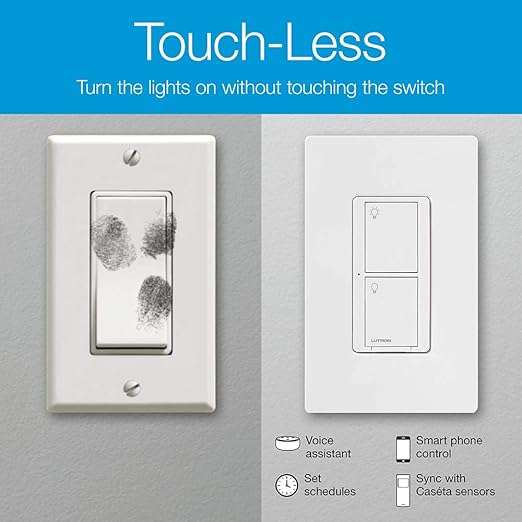 Lutron Caseta Original Smart Light Switch (Lutron Smart Hub Required), for Home, LED Lights, and Fans, 6 Amp, Single-Pole/3-Way, Neutral Required, PD-6ANS-WH 3 Pack, White