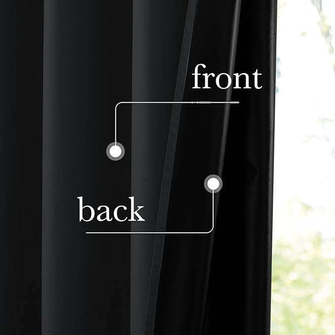 NICETOWN Full Blackout Curtains 96 inch Long for Home Theater, Grommet Energy Saving Room Darkening Window Treatment Thermal Curtains Portable Sun Shades for Living Room, W52 x L96, 2 Panels