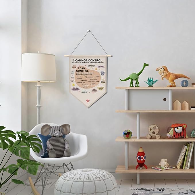 Mental Health Gifts, Desk Decorations for Women Office, Boho Classroom Decor Canvas Hanging Pennant Flag Banner Wall Sign Gift for Bedroom Classroom Playroom Game Room Front Door