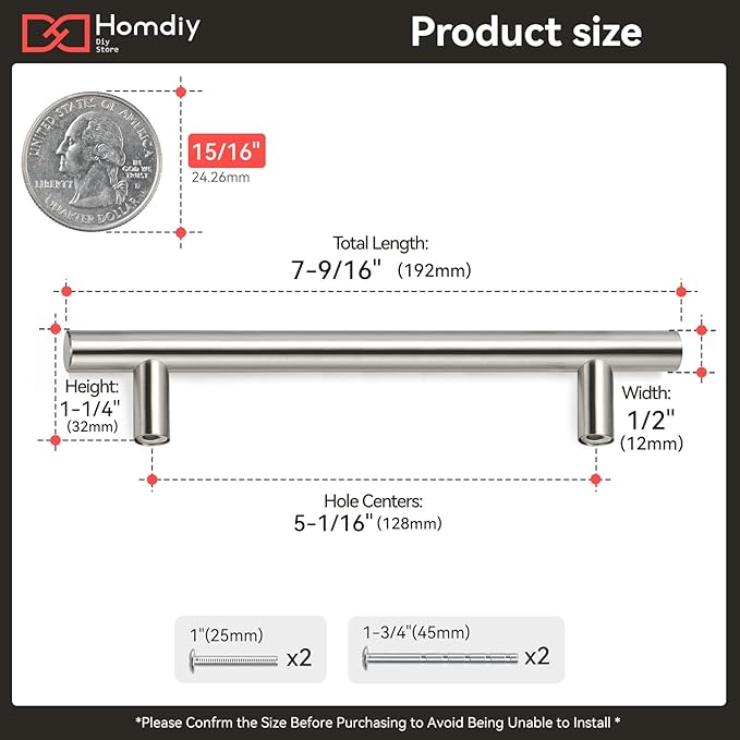 homdiy 50 Pack Cabinet Pulls Modern Drawer Pulls - HD201SN Kitchen Cabinet Handles Cupboard Handles Brushed Nickel Cabinet Hardware Stainless Steel Drawer Handls, 5in Hole Centers