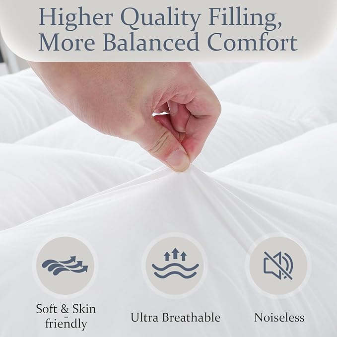 WhatsBedding 5 Inch Memory Foam Mattress Topper Twin for Pressure Relief, Soft Breathable Cover, Comfort Supportive Pillow Top Mattress Topper, 2000GSM Fluffy Shredded Memory Foam Filled
