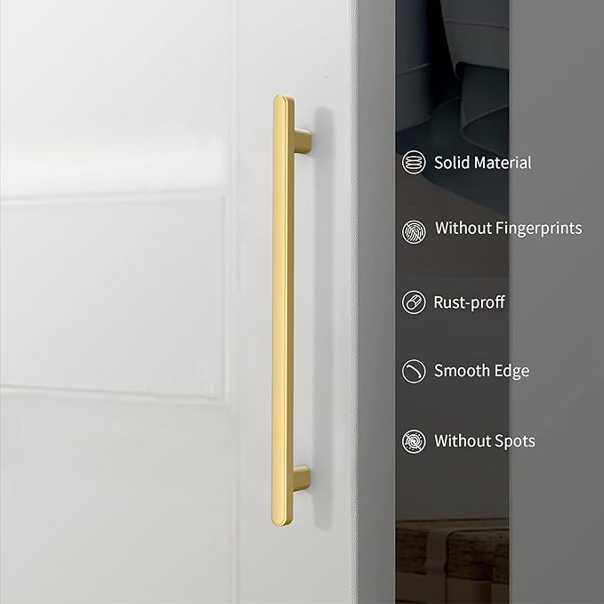 10 Pack 3 Inch(76mm) Kitchen Cabinet Handles Brushed Gold Cabinet Pulls Kitchen Cabinet Hardware Drawer Pulls for Cupboard Wardrobe