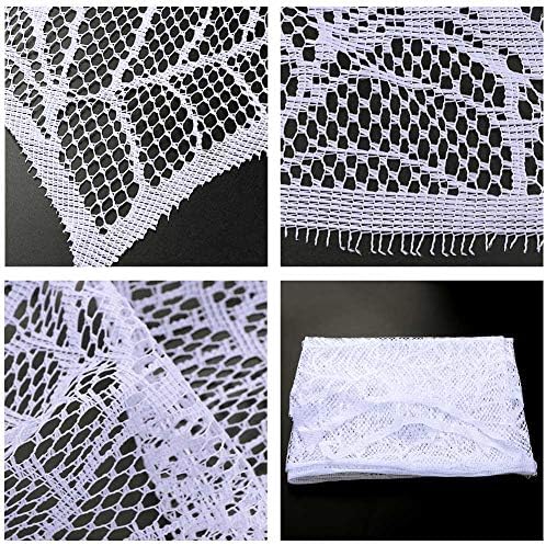 AerWo Halloween Fireplace Mantel Scarf, Halloween Decorations White Lace Spiderweb Fireplace Cover Festive Party Supplies,18 x 98 inch - Image 3