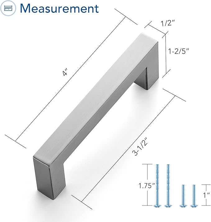 Ravinte 15 Pack Brushed Nickel Kitchen Cabinet Handles 3-1/2 Inch Cabinet Pulls Square Kitchen Hardware for Cabinet Drawer Pulls Drawer Handles Come with Screwdriver