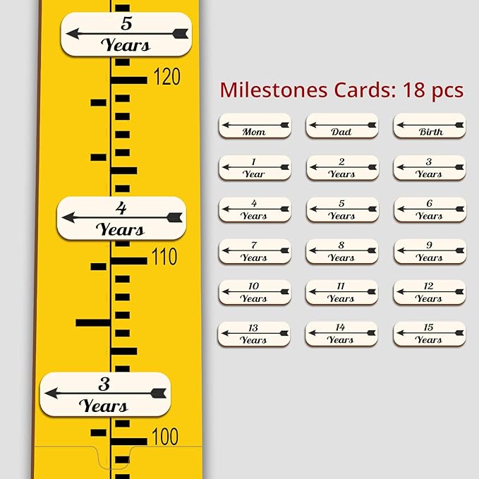 Personalized Growth Chart for Wall, Wooden Height Chart for Kids, Cute Height Measurement for Child/Girls/Boys, Baby and Toddler's Playroom/Kid's Room/Nursery Decor, Rocket