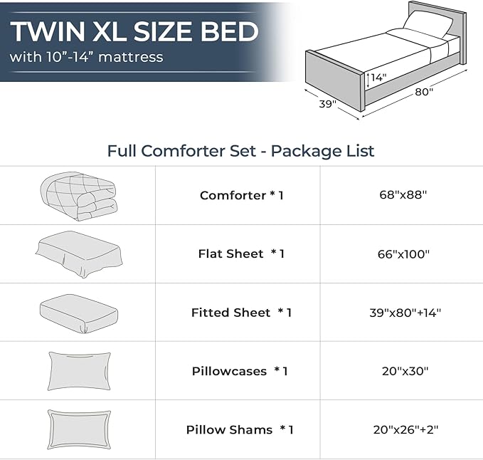 HEVUMYI Black Twin-XL Comforter Set - 5-Piece All Season Bed in a Bag Twin-XL, Ultra Soft Bedding Set with Comforter, Flat Sheet, Fitted Sheet, Pillowcases, Pillow Shams, Black