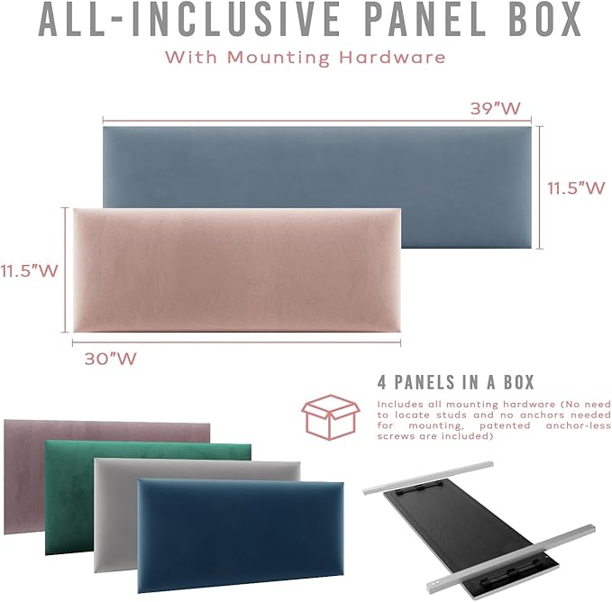 Vänt Upholstered Wall Panels - King/Cal King Size Wall Mounted Headboards - Ribbed Terracotta - Twin/King - Set of 4 Panels (Each Individual Panel 39"x11.5")
