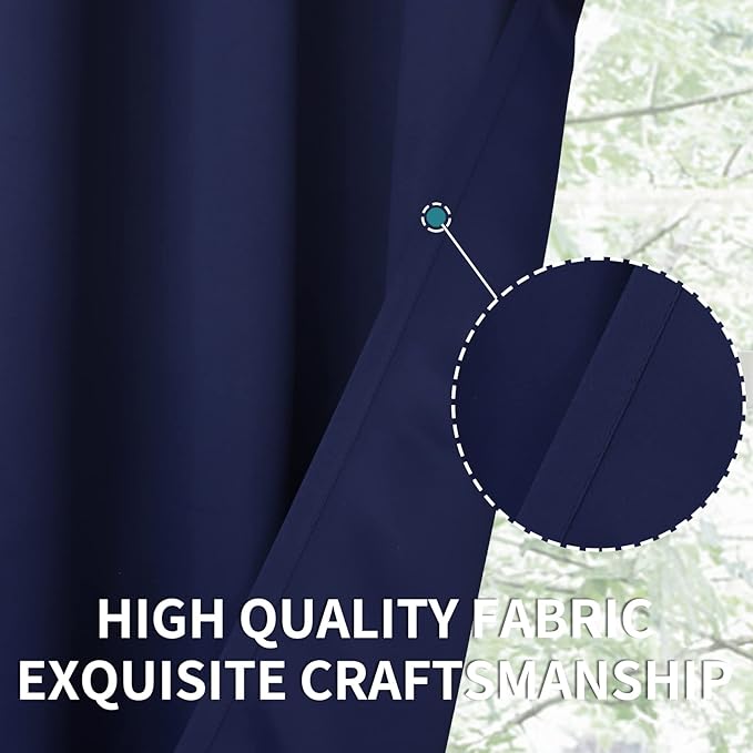 BGment Blackout Curtains for Bedroom - Grommet Thermal Insulated Room Darkening Curtains for Living Room, Set of 2 Panels, Each 46 x 63 Inch, Navy Blue