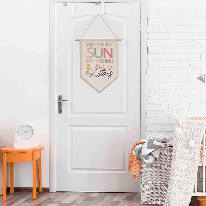 Nursery Decor Bedroom Wall Art Decor Motivational Bedroom Playroom Wall Art Decorations, My Sun My Moon and All of My Stars,Canvas Hanging Flag Banner Decor Gift for Girl Boy Room Playroom Front Door