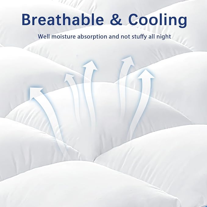 CYMULA Twin Mattress Topper Waterproof, Cooling Mattress Pad Cover, Extra Thick Pillow Top Mattress Topper with 8-21 Inch Elasticated Deep Pockets, Plush Down Alternative Fill Mattress Protector