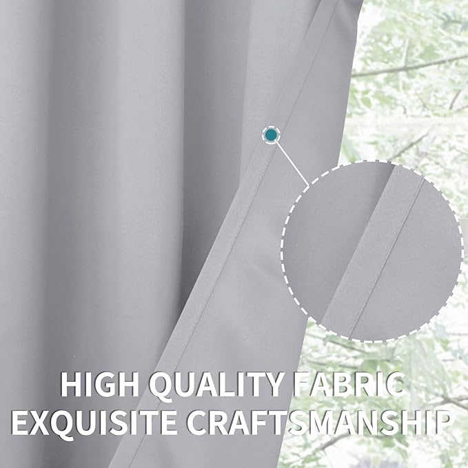 BGment Room Darkening Curtains 54 Inches Long - Grommet Thermal Insulated Drapes Window Treatment Curtains for Bedroom, 2 Panels, 52 x 54 Inch, Light Grey