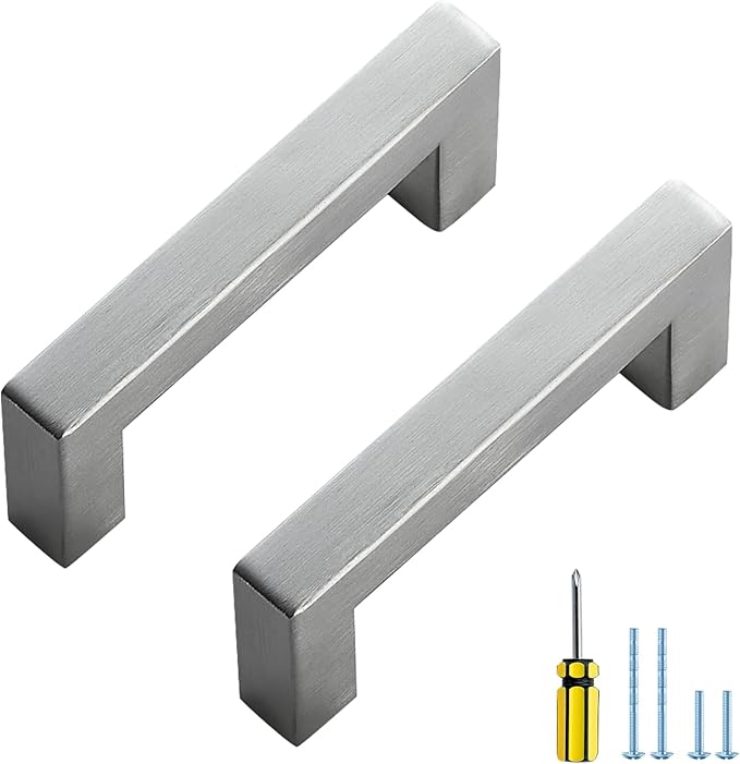Ravinte 25 Pack Brushed Nickel Kitchen Cabinet Handles 3 Inch Cabinet Pulls Square Kitchen Hardware for Cabinet Drawer Pulls Drawer Handles Come with Screwdriver