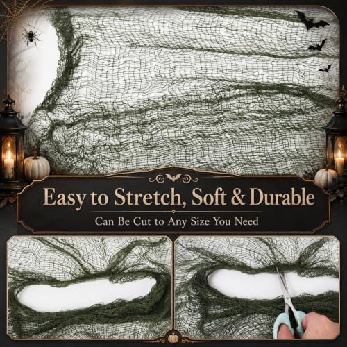 5 Pcs Green Halloween Gauze Creepy Cloth Fabric Tapestry Decor Decorations - Image 3