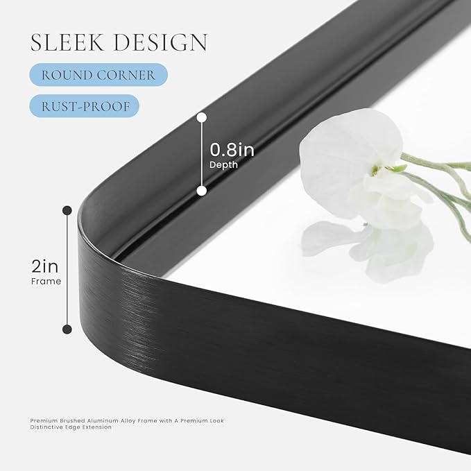 Sweetcrispy 22x30 Inch Black Bathroom Mirrors for Wall, Bathroom Mirrors for Over Sink, Rectangle Wall Decor for Entryway, Bedroom, Vanity