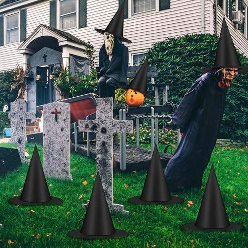 12 PCS Halloween Witch Hats, Black Hanging Witch Hats Porch Yard Decor - Image 5