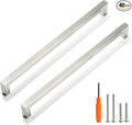 Cabinet Pulls Brushed Nickel Cabinet Handles Square Drawer Pulls, 40 Pack 11-1/3 Inch Stainless Steel Kitchen Door Cupboard Handles, Cabinet Hardware Drawer Handles, 288mm Hole Centers