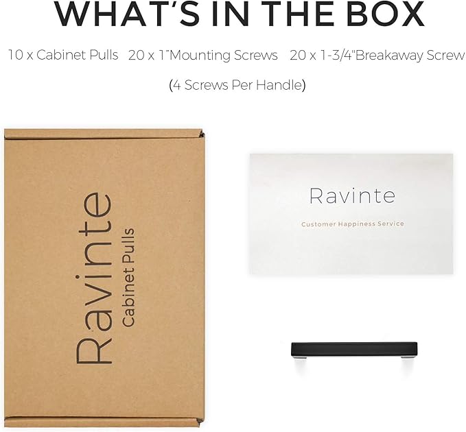 Ravinte 10 Pack 3-3/4 Inch Kitchen Square Cabinet Handles Matte Black Cabinet Pulls Black Drawer Pulls Kitchen Cabinet Hardware Kitchen Handles