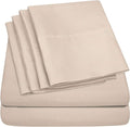 Sweet Home Collection 6 Piece 1500 Supreme Collection Brushed Microfiber Deep Pocket Sheet Set-2 Extra Pillow Cases, Great Value, Split King, Beige