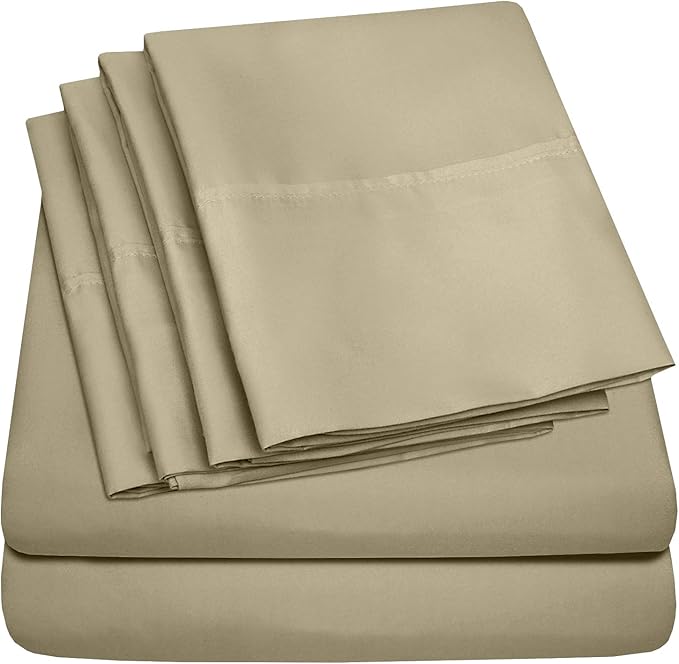 Sweet Home Collection 6 Piece 1500 Supreme Collection Brushed Microfiber Deep Pocket Sheet Set-2 Extra Pillow Cases, Great Value, Rv Short Queen, Sage