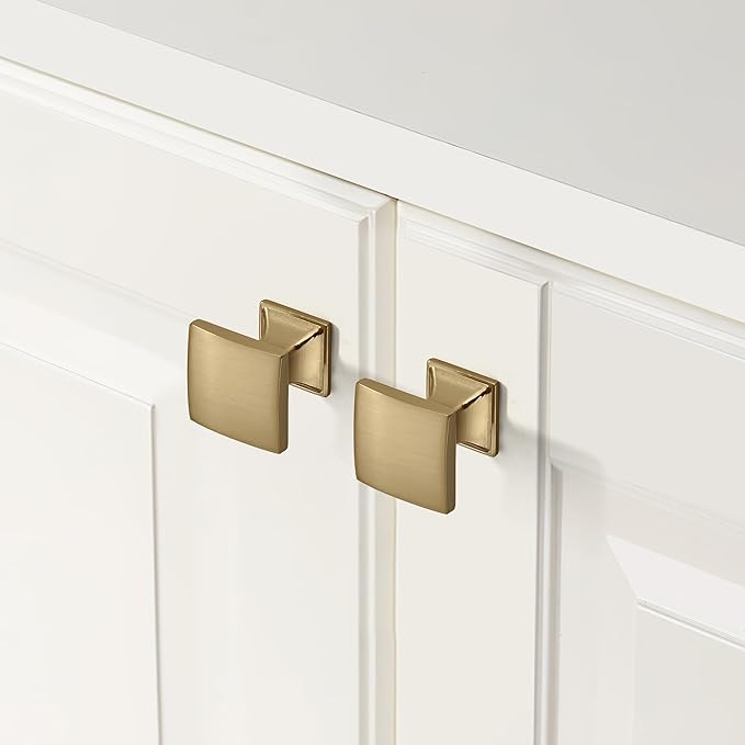Khtumeware 10 Pack 3-3/4 Inch Brushed Brass Gold Drawer Pulls Handles for Cabinets