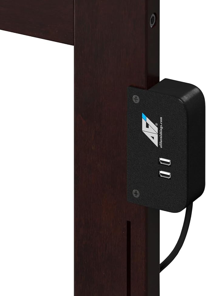 AFI Richmond Queen Size Headboard with Attachable Charger in Espresso