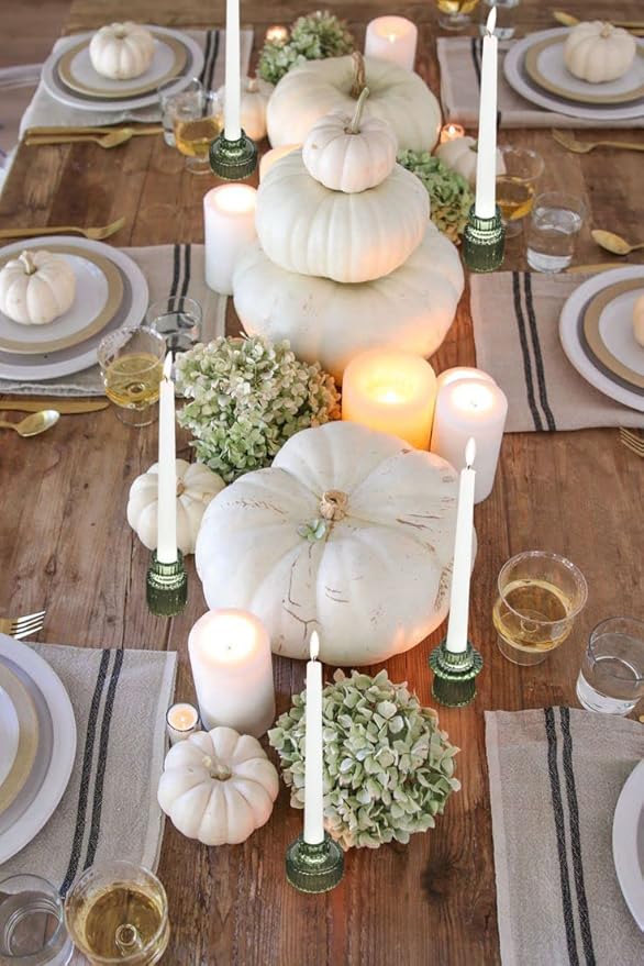 Vixdonos Taper Glass Candlestick Holders Tealight Candle Holders for Table Centerpieces, Wedding Decor and Dinner Party (3 Pcs, Green)