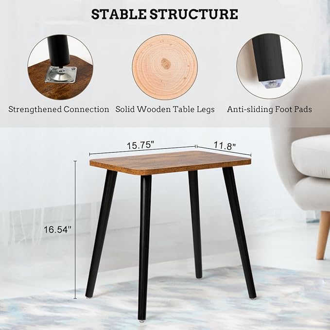FORAOFUR Side Table, Rectangular Wooden Small End Table, Small Accent Table for Living Room, Bedroom and Balcony, Modern Side Tables for Spaces Home Decor, Easy Assembly
