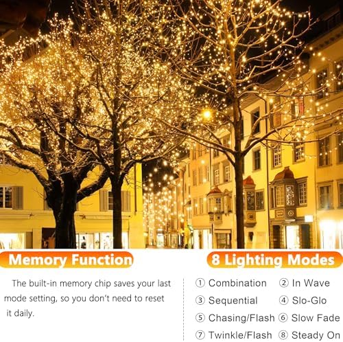 Joomer Solar Fairy Lights, 4Pack Total 104FT 320LED Lights, Warm White - Image 4