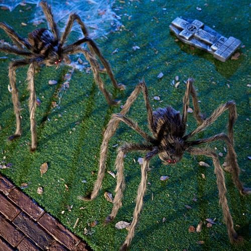 JOYIN 2 Pack 5 Ft Halloween Outdoor Decorations Hairy Brown Spider, Scary Fake Giant Large Spider Haunted House Props, Halloween Lawn Porch Yard Garden Tree Decorations Party Indoor Decor - Image 2