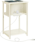 VASAGLE Side Table with Charging Station, 3-Tier End Table with USB Ports and Outlets, Nightstand for Living Room, Bedroom, 11.8 x 13.4 x 22.8 Inches, Plug-in Series, Cream White