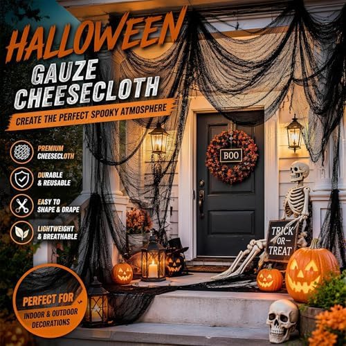 Cyantor Halloween Creepy Cloth Black 80×160inch - Halloween Decorations Clearance - Creepy Spooky Halloween Decorations Outdoor Indoor… - Image 5