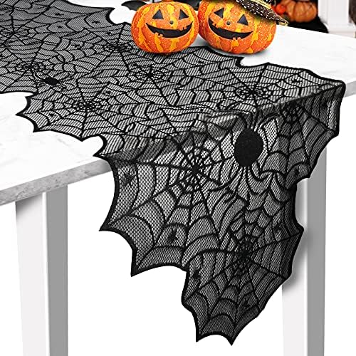 Halloween Table Runner, Black Lace Spider Web Table Runners, 18 x 72Inch by sogiv