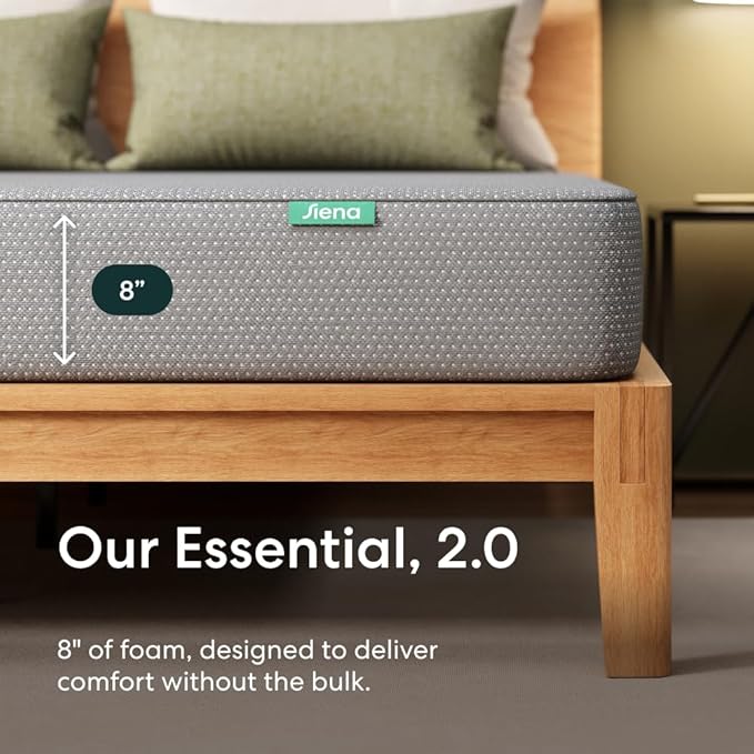 Siena 8” Twin XL Memory Foam Mattress - Medium Firm - 180 Night Trial - Premium Pressure-Relieving Layers - 10 Year Warranty - Mattress in a Box - CertiPUR-US Certified