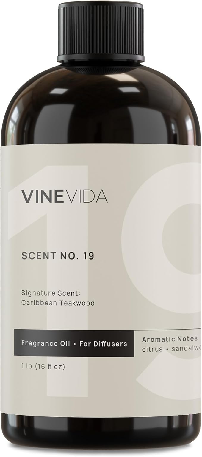 VINEVIDA [16 Fl Oz] Caribbean Teakwood Fragrance Oil for Cold Air Diffusers, Essential Oils for Diffuser Oil Refill & Air Freshener Room Spray