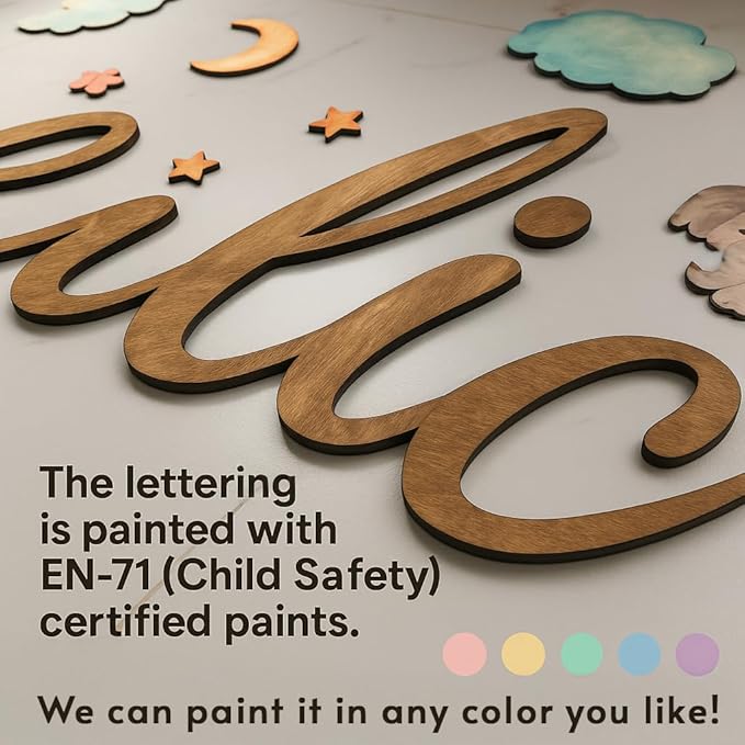 Custom Nursery Name Sign with Themed Decor Kit | Personalized Wooden Wall Art for Baby, Kids Room | Space, Jungle, Circus, Under the Sea, Woodland, Rainbow (50", Fairy Garden)